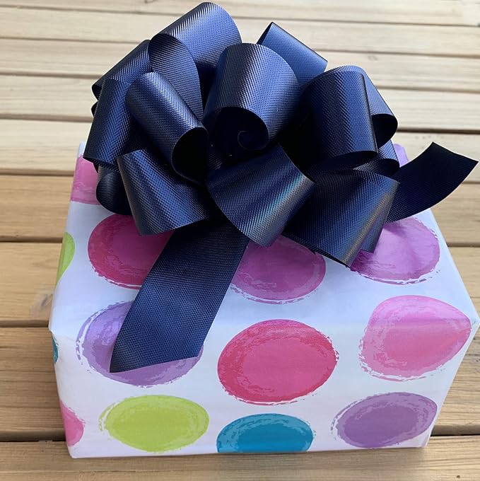 Navy Blue Decorative Gift Pull Bows - 5" Wide, Set of 10, Christmas Wrapping for Presents, Police Support, Law Enforcement Appreciation, Thin Blue Line, Wreath, Garland, Gift Basket, Decor