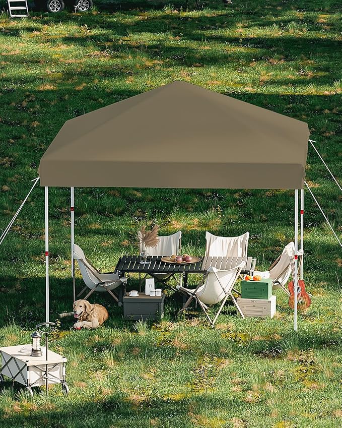 10x10 Pop Up Canopy, Beach Tent with One Push Setup,Outdoor Sun Shade for Events, Parties, Camping,UPF 50+ All Weather Waterproof, Commercial Gazebo with Weight Bags & Wheeled Carry Bag