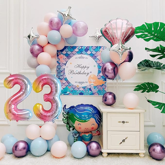 40 Inch Number Balloons 0-9 Rainbow Gradient Large Number 23 Balloons, Digital Balloons for Birthday Party Celebration Decorations, Helium Foil Number Balloons for Wedding Anniversary