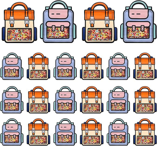 Lati 24PCS Birthday Party Favors Goodie Bags - Cartoon Style Durable Plastics Gift with Handles for Candy Treats,Events (Classroom Bags,Small)