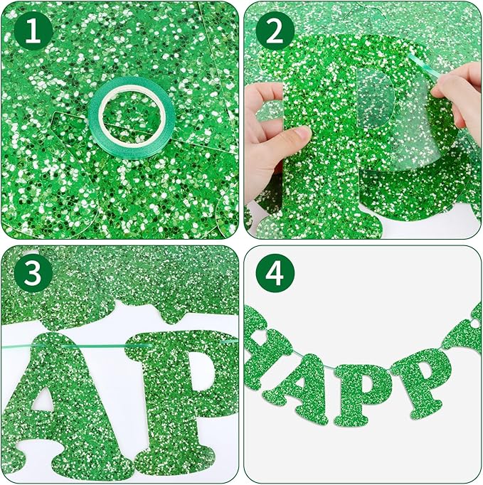 Green Happy Birthday Banner Birthday Party Decorations Happy Birthday Banner Bunting Garland Sign for Kids Boys Girls Adults Birthday Baby Shower Celebration Party Backdrops Supplies