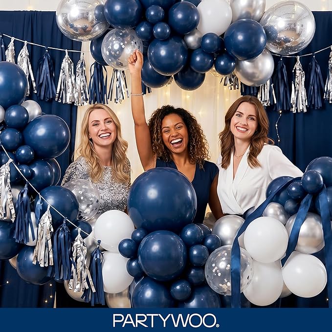 PartyWoo Navy Blue Balloons 140pcs Different Sizes of 18 12 10 5 Inch Dark Blue Balloon Arch Kit Garland for Graduation Wedding Sports Theme Boy Baby Shower Men Birthday Party Decorations Blue-Y72