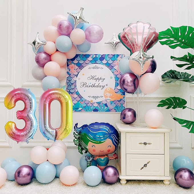 40 Inch Number Balloons 0-9 Rainbow Gradient Large Number 30 Balloons, Digital Balloons for Birthday Party Celebration Decorations, Helium Foil Number Balloons for Wedding Anniversary