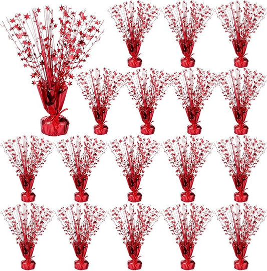 Crowye 18 Pcs Foil Spray Centerpiece Table Decoration Party Star Burst Metallic Graduation Table Centerpieces for Spring Party Birthday Season Wedding Holiday(Red)