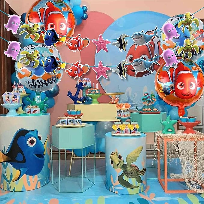 Findng Nmo Garland Decoration - Ocean Theme Party Decor | Underwater Celebration Garland | Fun Clownfish Hanging Decoration for Birthday Events