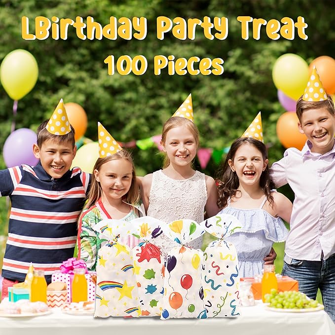 100Pcs Clear Cellophane Bags,5 X 11 Inches Cellophane Treat Bags,100 Twist Ties,for Gift Wrapping,Packaging Candies,Dessert,Bakery, Cookies, Chocolate,Party Party Decorations