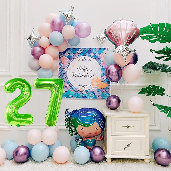40 inch Number Balloon 0-9 Green Large Number 27 Balloons,Digital Balloons for Birthday Party Celebration Decorations Supplies, Helium Foil Number Balloons for Wedding Anniversary