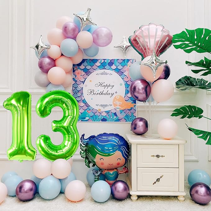 40 inch Number Balloon 0-9 Green Large Number 13 Balloons,Digital Balloons for Birthday Party Celebration Decorations Supplies, Helium Foil Number Balloons for Wedding Anniversary