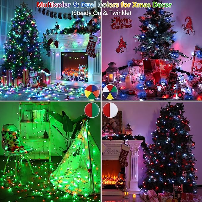 Toodour Christmas Lights RGB String Lights, 164ft 500 LED Color Changing String Light with Remote & Timer, Waterproof Xmas Tree Light for Home Yard New Year Party Indoor Outdoor Christmas Decorations