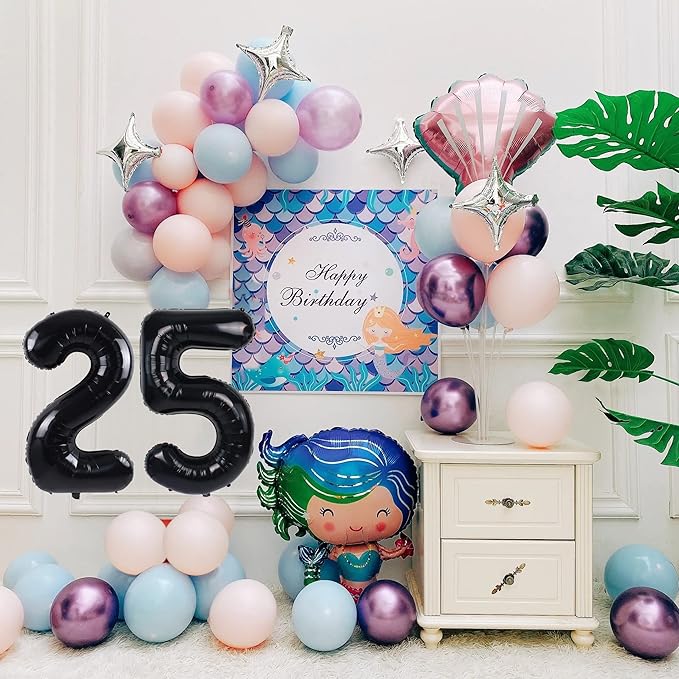 40 inch Number Balloon 0-9 Black Large Number 25 Balloons,Digital Balloons for Birthday Party Celebration Decorations Supplies, Helium Foil Number Balloons for Wedding Anniversary