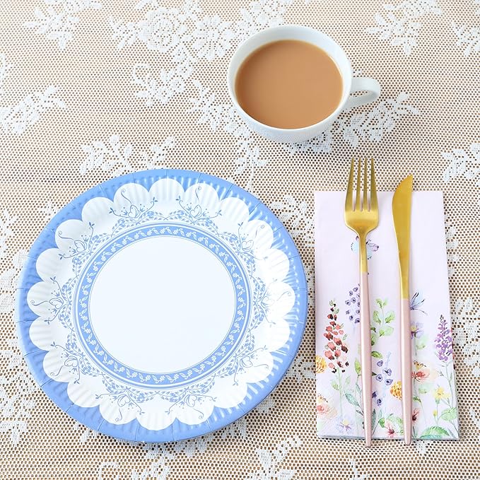 Talking Tables Afternoon Tea Vintage Floral Paper Plates | 24 Count (1 Pack) | Truly Scrumptious | for Birthday Party, Baby Shower, Wedding Hen Party and Anniversary, Disposable Tableware - Size 9'