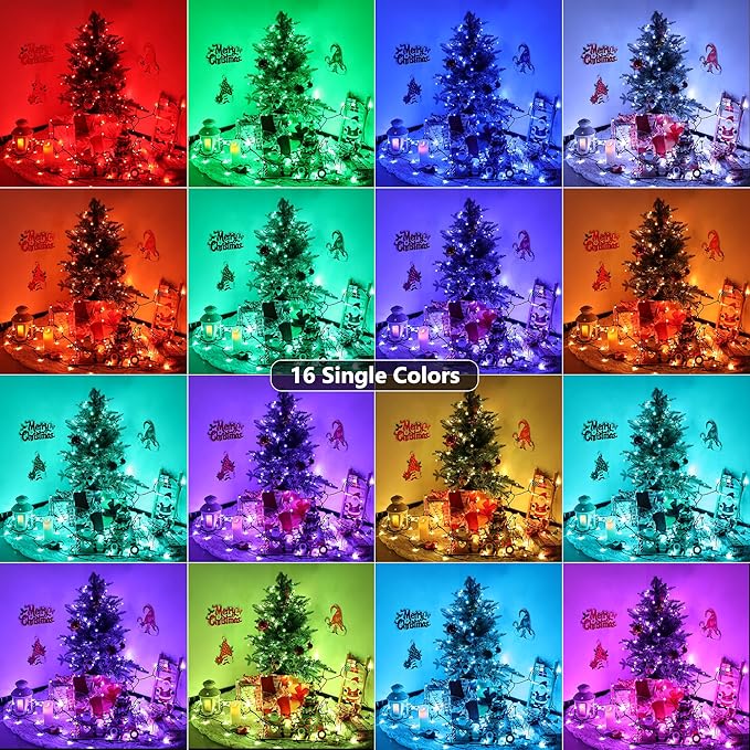 Toodour 4th of July String Lights, 115ft 350 LED RGB Color Changing String Lights with Remote & Timer, Waterproof Red White and Blue Lights for Home Yard Holiday Tree Party Indoor Outdoor Decoration