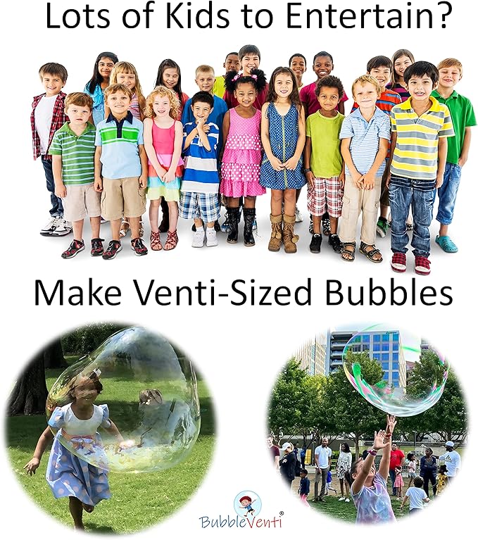 | Made in USA | Includes Two Wooden Wands, a Tips/Tricks Booklet, and 1 Large Bottle of Bubble Mix - Makes Gallons of Big Bubble Solution for Parties and Fun (Party: 2 Wands and Large Mix)