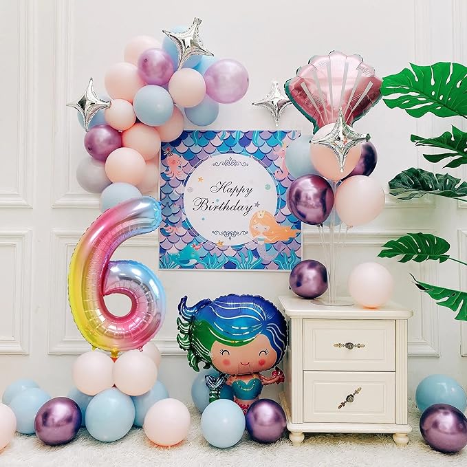 40 Inch Number Balloons 0-9 Rainbow Gradient Large Number 6 Balloons, Digital Balloons for Birthday Party Celebration Decorations, Helium Foil Number Balloons for Wedding Anniversary