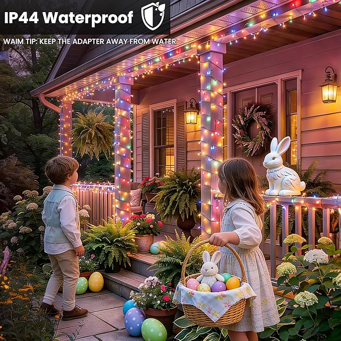 Toodour 4th of July String Lights, 115ft 350 LED RGB Color Changing String Lights with Remote & Timer, Waterproof Red White and Blue Lights for Home Yard Holiday Tree Party Indoor Outdoor Decoration