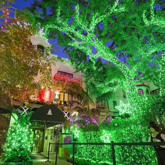 120 LED Green String Lights Indoor, 40ft St Patricks Day Lights Clear Wire 8 Modes Plug in Waterproof Christmas Fairy Lights for Room Christmas Tree Holiday Decorations