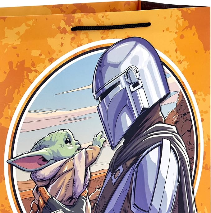 Hallmark Star Wars The Mandalorian 13" Large Gift Bag Bundle (3 Bags: Baby Yoda, The Mandalorian, Grogu) for Birthdays, Christmas, Father's Day, May the 4th