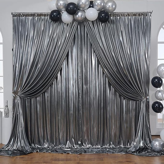 10×10FT Silver Black Backdrop Curtain Shimmer Sequin Photo Backdrop Drapes for Wedding Party Background Birthday Graduation Back Drop Bridal Baby Shower Christmas Halloween Stage Decor