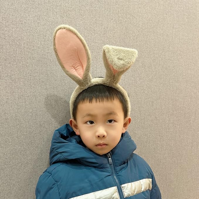 Olivemont Easter bunny ears headband for rabbit pretend play plush costume
