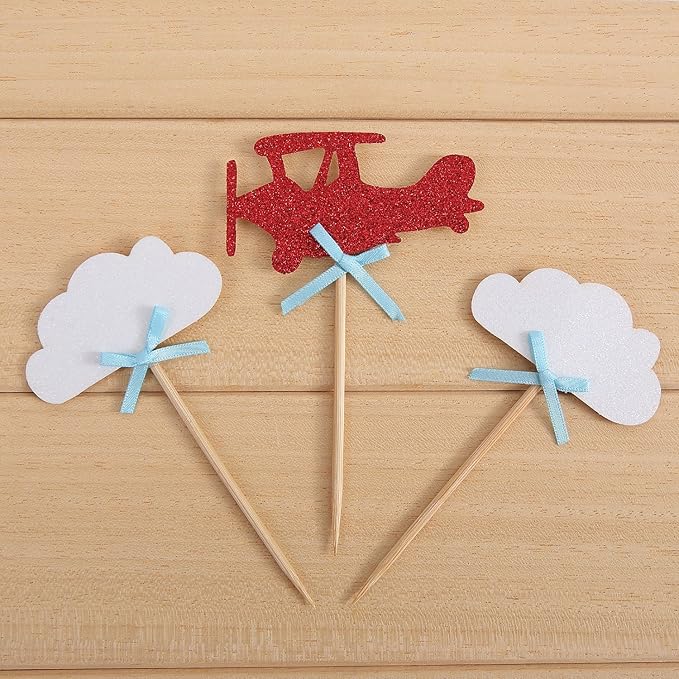 24 Pack White Cloud Cupcake Toppers Kids' Birthday Party Decors - by Giuffi