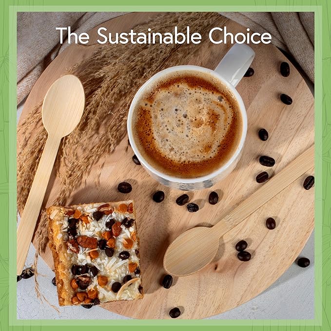 100% Bamboo Spoons Set - Compostable Utensils Set (3000 Eco Friendly Spoons) | Reusable or Disposable Utensils Set | Compostable FSC Certified Silverware for Weddings, Camping, Parties