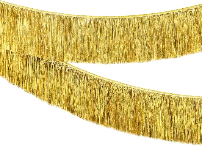 KatchOn, Pack of 2 Gold Fringe Garland - Gold Tinsel Banner for Birthday Party Decorations, Bridal Shower | Golden Foil Curtains for Golden Party Decor, Wedding, Graduation Decorations 2026