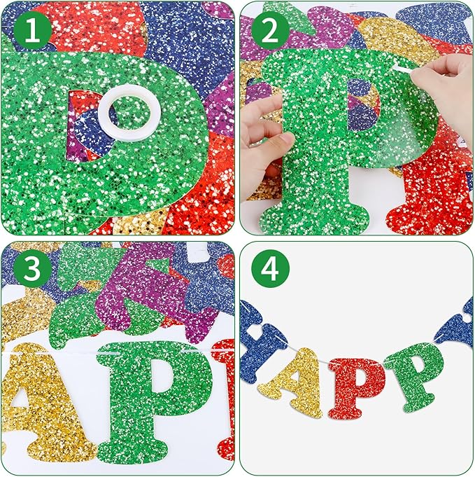 Colorful Happy Birthday Banner Birthday Party Decorations Happy Birthday Banner Bunting Garland Sign for Kids Boys Girls Adults Birthday Baby Shower Celebration Party Backdrops Supplies