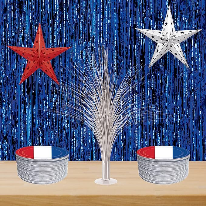 Beistle 2-Pack Metallic Spray Centerpiece, Shimmering Silver Decoration for New Years, Awards Night, & Birthday Parties, Table Decor for Events, 19”