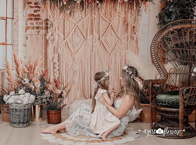 Kate 7x5ft/2.2x1.5m Boho Backdrop Floral Brick Wall Mother's Day Interior Decoration Digital Printed Cloth Background Photo Studio Props