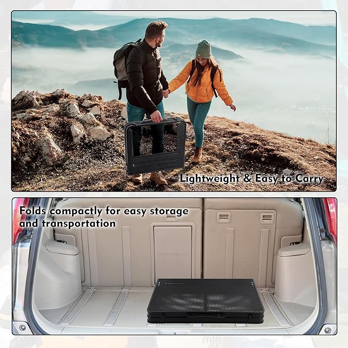 GREGIN Camping Table with Mesh Desktop, Lightweight & Portable Folding Grill Table, Height Adjustable Metal Outdoor Table for Camp, Cooking, BBQ, RV, Picnic-4 FT Black