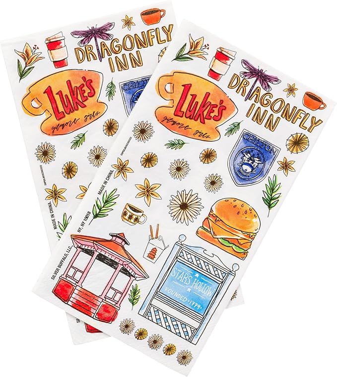Silver Buffalo Gilmore Girls Featuring Dragonfly Inn, Chilton, Stars Hollow, and Luke’s Diner 32 Pack Party Paper Napkins