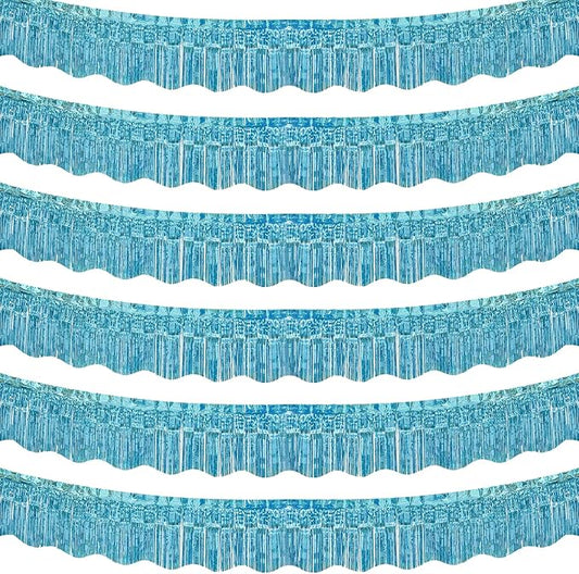 LOLStar 6 Pack Blue Foil Fringe Garland Party Decorations, 59Ft Tinsel Streamers Shiny Blue Wall Hanging Tinsel Fringe Banners for Wedding Birthday Anniversary Christmas New Year Party Decor