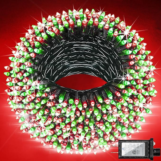 750 LED 240FT Red & Green String Lights, 75FT Green Wire Fairy Lights with 12 Modes Dimmable Timer, Spring Decorations for Home, Christmas Lights Outdoor for Spring Summer Birthday Party Decorations