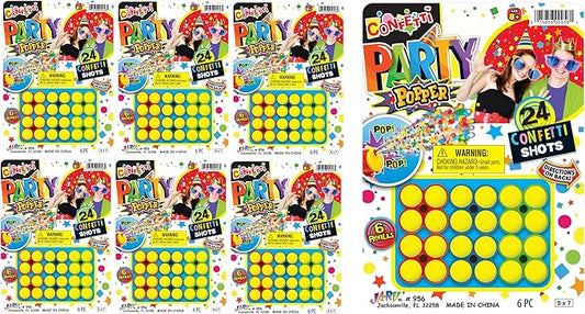 JA-RU Confetti Party Poppers Refills (6 Packs) 6 Refill Cartages 4 Shots Each. Multicolor Metallic for Confetti Gun, Party Favors. Birthday Parties & Party Supplies. Plus Sticker 956-6s