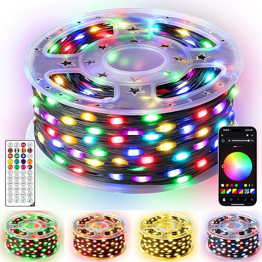Ollny Smart Christmas Lights 131FT 400LEDs, Color Changing Christmas Tree Lights App & Remote Controlled, RGB String Light with DIY Music Timer for Outdoor Indoor Valentines Day Party Decorations