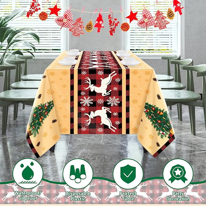 OHOME Christmas Party Decorations - Christmas Tablecloth | Xmas Decorations Party Favors Supplies for Door Table Decor Backdrop Banner Indoor Outdoor,2 Pack