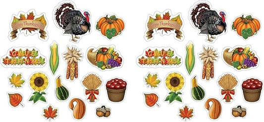 Beistle Thanksgiving Cutouts 32 Piece, 4.5"- 13.25", Multicolored