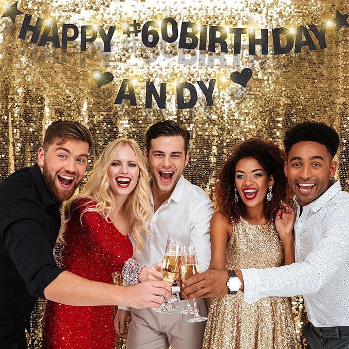 175Pcs DIY Glitter Customizable Banner Kit Happy Birthday Custom Letters Banner 30th Birthday Decorations Anniversary Personalized Banners Decor Death to My 20s Party Supplies (Glitter Black)