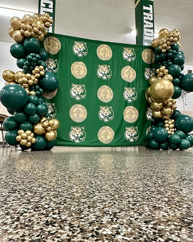 Green and Gold Latex Balloons, 60pcs 12 Inches Metallic Green Gold Confetti Balloons with 1 Ribbon for Graduation, Jungle, Birthday, Baby Shower Party Decorations