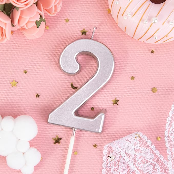 PHD CAKE 2.76 Inch Modern Rose Gold 2 Number Birthday Candles, Rose Gold Number Candles, Cake Number Candles, Party Celebration