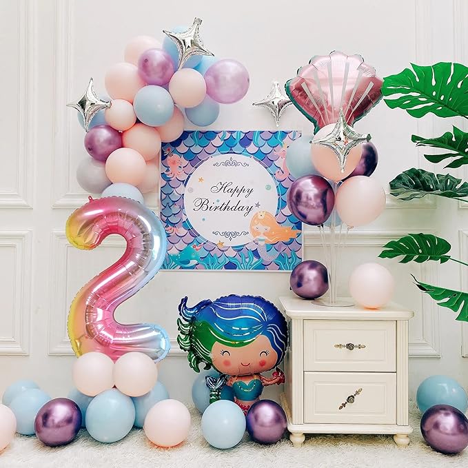 40 Inch Number Balloons 0-9 Rainbow Gradient Large Number 2 Balloons, Digital Balloons for Birthday Party Celebration Decorations, Helium Foil Number Balloons for Wedding Anniversary