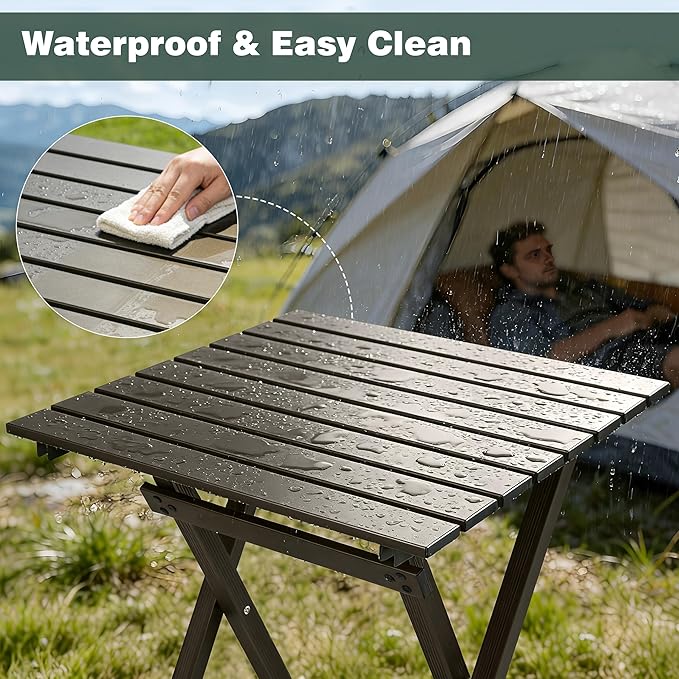 SUNNYFEEL Folding Camping Table - Lightweight Aluminum Portable Picnic Table, 18.5x18.5x24.5 Inch for Cooking, Beach, Hiking, Travel, Fishing, BBQ, Indoor Outdoor Small Foldable Camp Tables