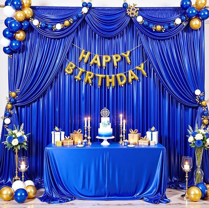 10ftx10ft Royal Blue Sequin Backdrop Curtain for Parties, Wrinkle Free Thick Glitter Sparkle Photo Backdrop Drapes 2 Panels 5x10FT Shimmer Back Drop Cloth for Wedding Birthday Photography Background
