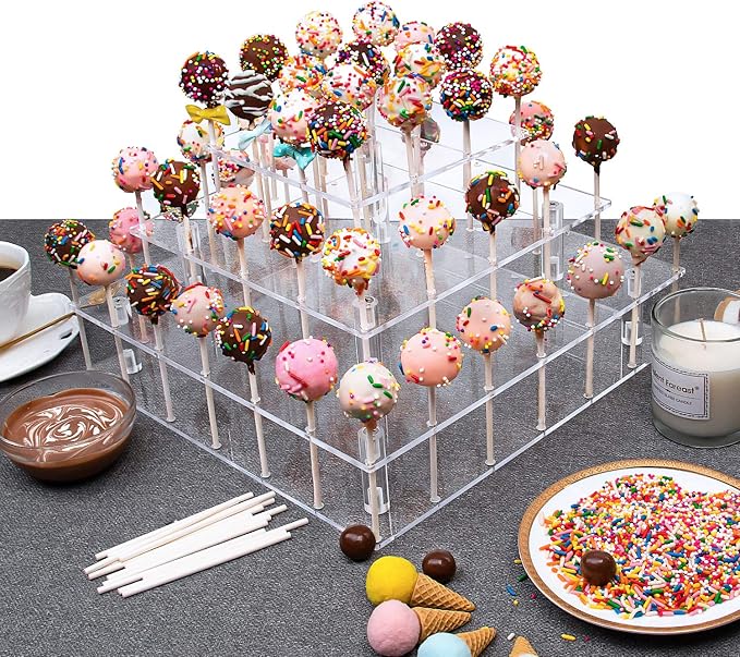 YestBuy Cake Pop Display Stand For Drying, 56 Hole Cake Pop Holder , 3 Tiered Lollipop Holder For Party Candy Bar Dessert Table