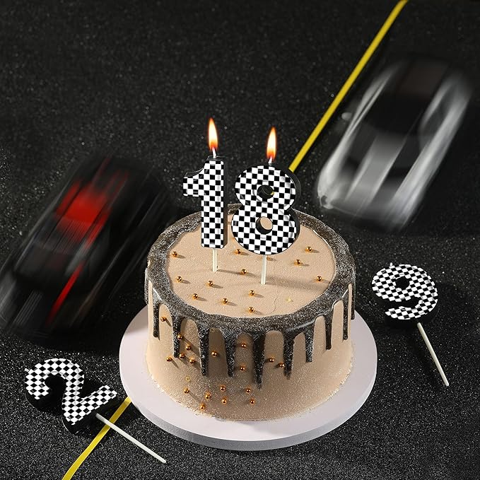 PHD CAKE 2.76 Inch Number 9 Racing Birthday Candles, Cool Racing Themed Number Candles, Cake Number Candles, Party Celebration, Style Candle