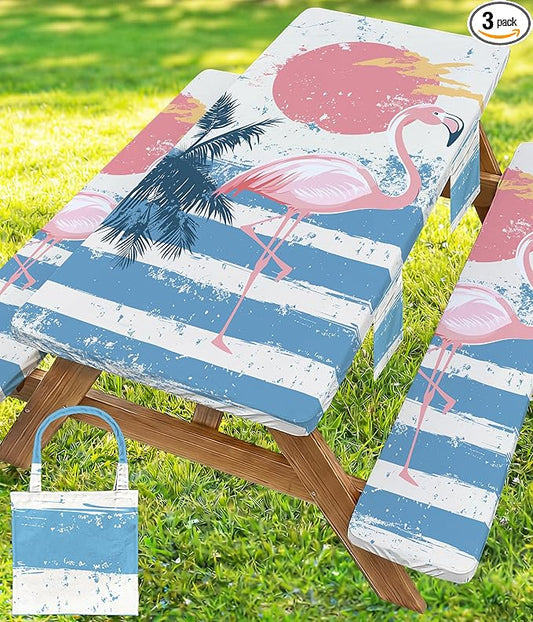 Picnic Table Cover with Bench Covers Table Cloth Tablecover Camping Essentials Camp Must Haves Camper Gear Outdoor Accessories River Water Motorhome Trailer Tent Rv Car Travel Activities Set Accessary