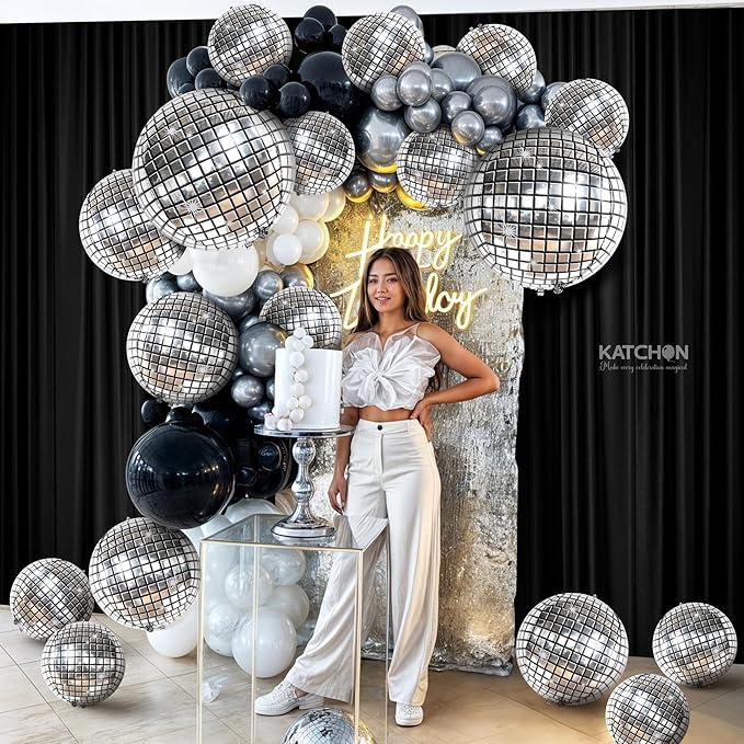 KatchOn, Silver Disco Ball Balloons - 32 Inch, Pack of 20 | Shiny Disco Ball for Disco Party Decorations | 4D Disco Balloons for Disco Bachelorette Party Decorations | Graduation Decorations 2026