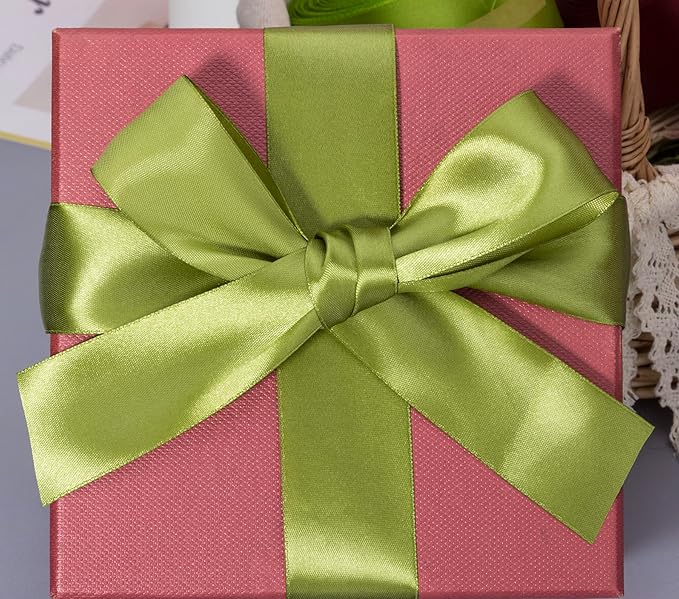 YASEO 1 1/2 Inch Moss Green Solid Satin Ribbon, 50 Yards Craft Fabric Ribbon for Gift Wrapping Floral Bouquets Wedding Party Decoration