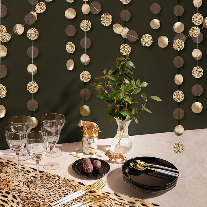 Cheerland 4 Pcs Cheetah Party Decorations Hanging Garland Leopard Print Party Decorations Animal Print Streamer Banner Backdrop for Bacherolette Bridal Baby Shower Supplies Cheetah Birthday Decor