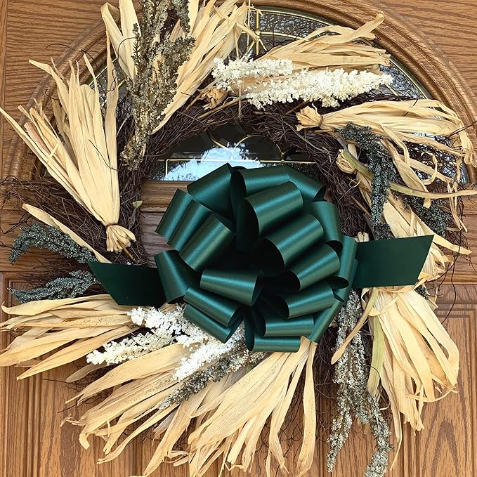 Large Hunter Green Pull Bows - 9" Wide, Set of 6, St. Patrick's Day, St.Paddy's Day, Gift Wrapping, Wreaths, Bows, Present